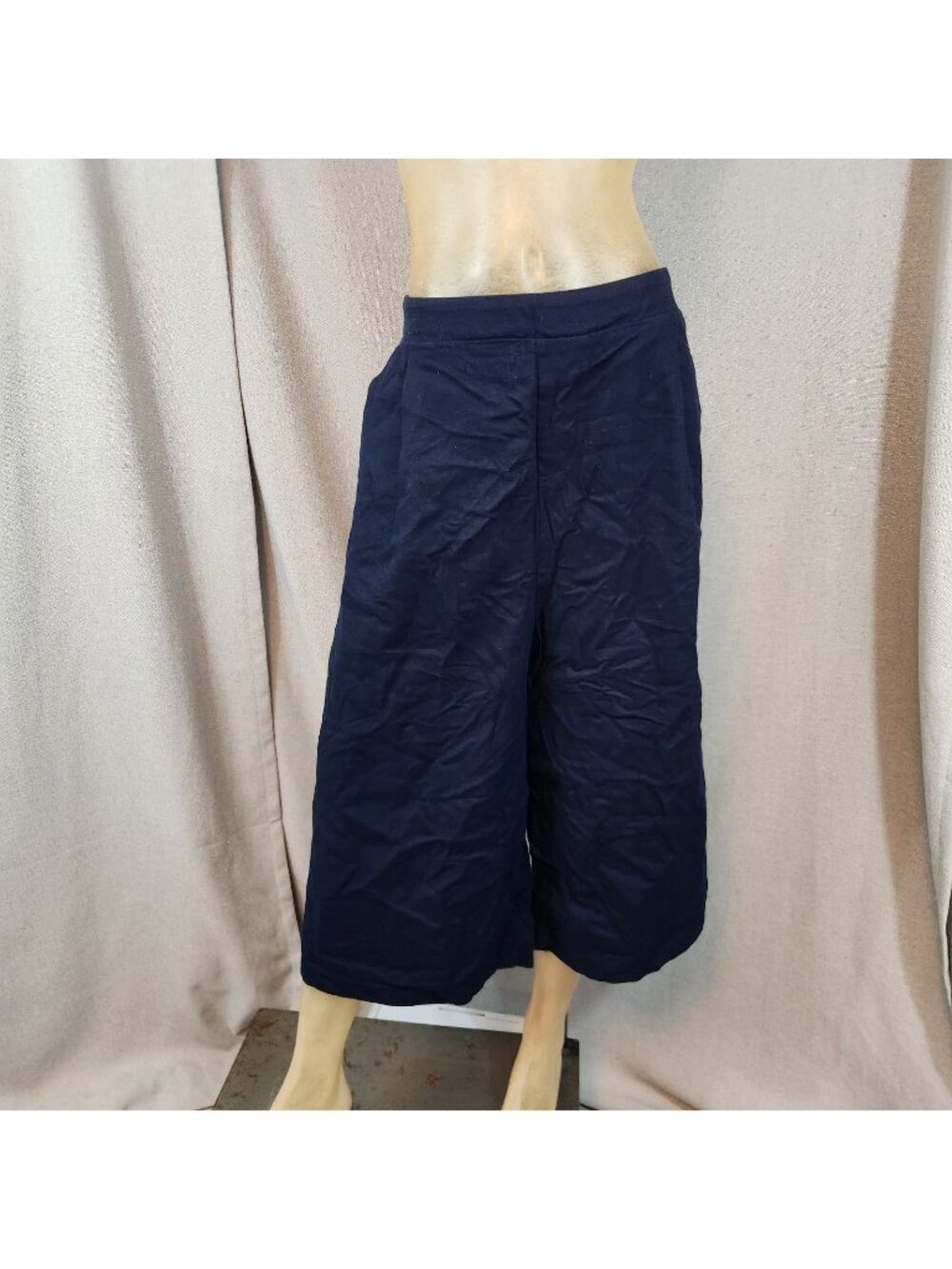 Old Navy Blue Peated Palazzo Pants Dress Slacks LARGE 33 Wx18I NEW Elastic Waist